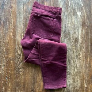 J Crew Skinny Corduroy Plum Pants